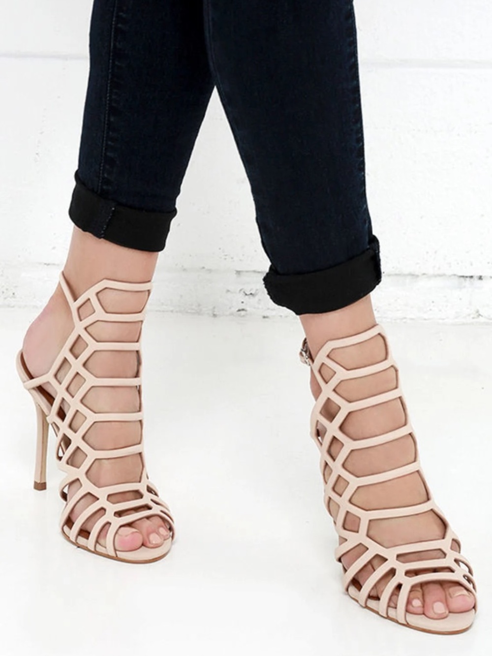 Steve Madden Slithur Nubuck Leather Caged Heels